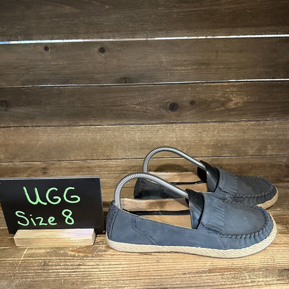 Womens Ugg Australia Marrah Navy Blue Leather Tassel Moccasins Loafers Size 8 M